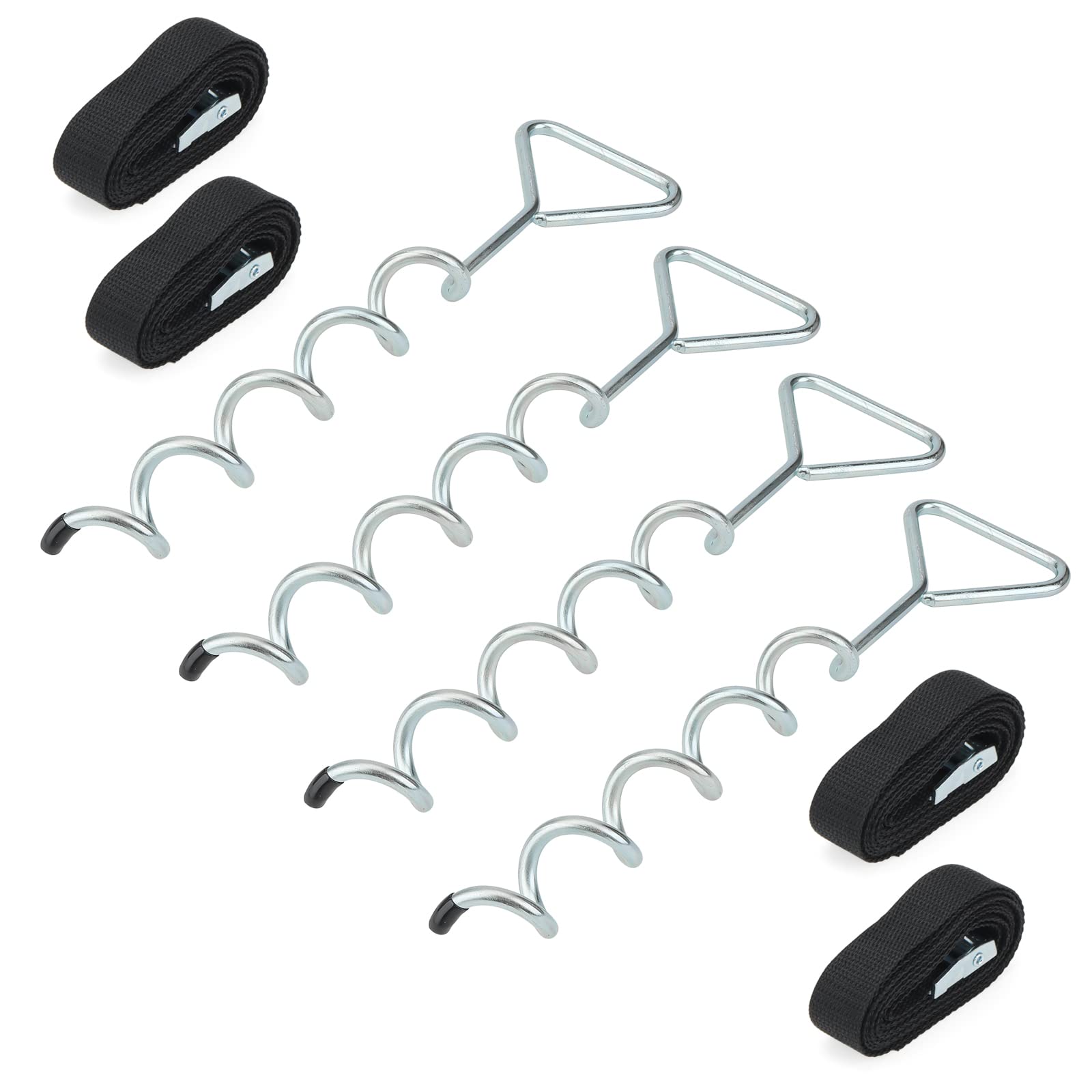 MUKCHAP Set of 4 Trampoline Anchor Kit with Triangle Head, 15.7 Inch Trampoline Tie Down Kit with Straps