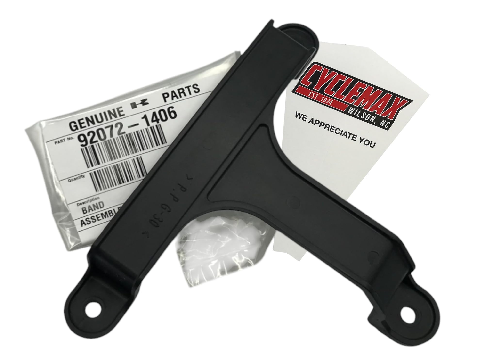 Cyclemax One Pack Compatible with Kawasaki Brute Force 650 Prairie 700 Battery Tie Down Strap Band Holder 92072-1406 Contains One Battery Tie Down Strap Band Holder and a Funnel