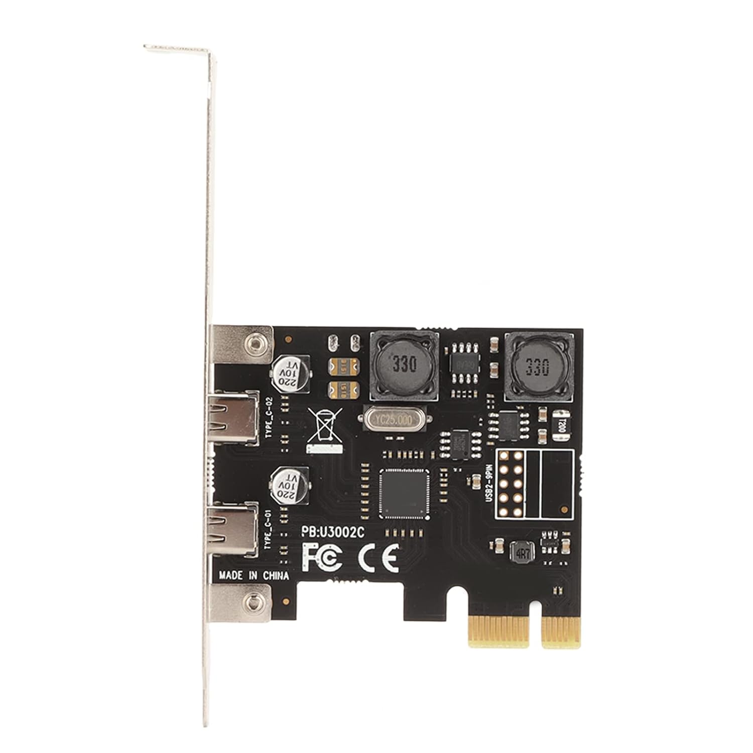 Acogedor 2 Ports PCIE to Type C Expansion Card, 5Gbps PCI Express Expansion Card for Desktop PC