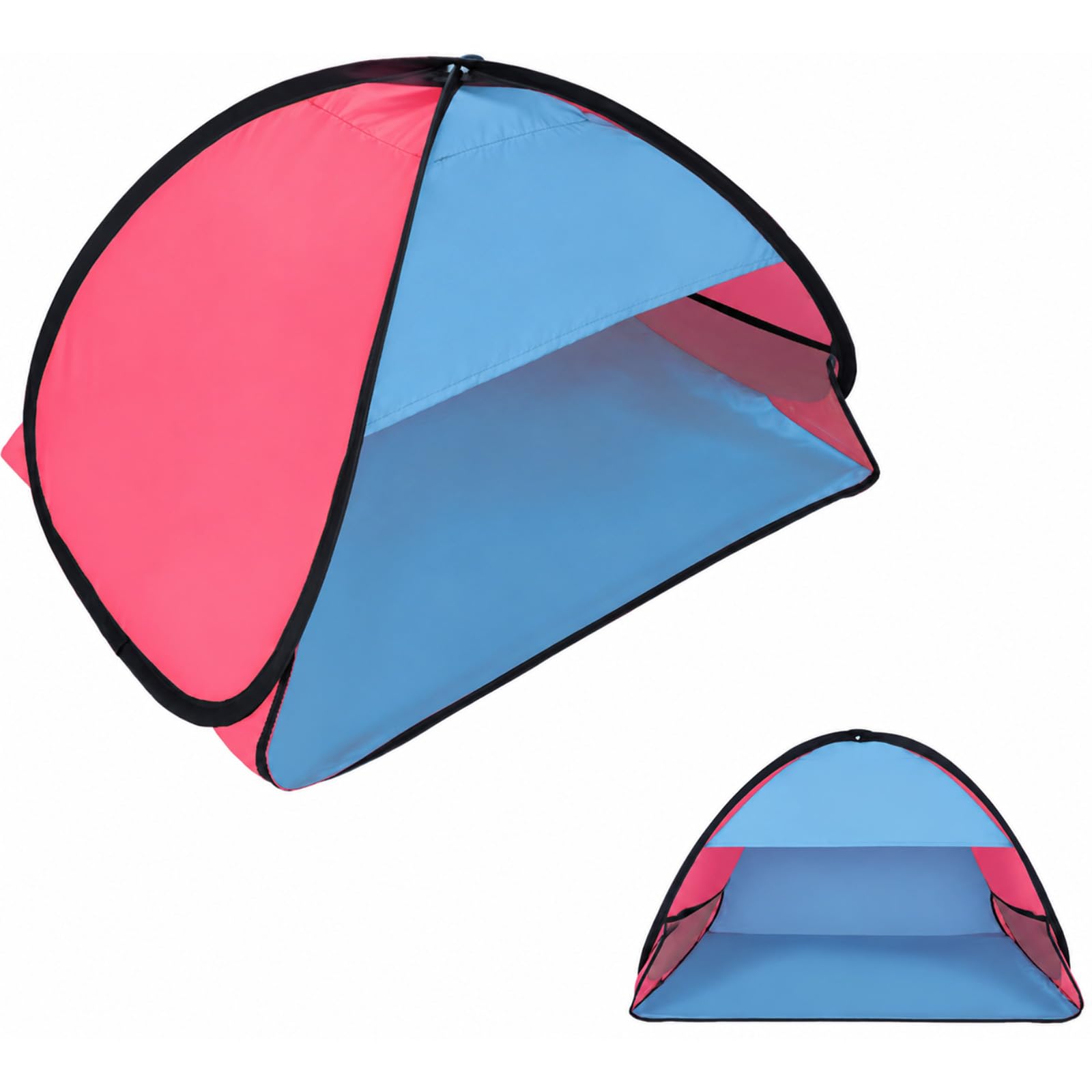 Pop Up Beach Tent UPF50+ Sun Shade Shelter Mini Personal Sun Shelter Portable with Quick Setup for Outdoor Camping Picnic Pets Mesh Beach Ten (Red and Blue)