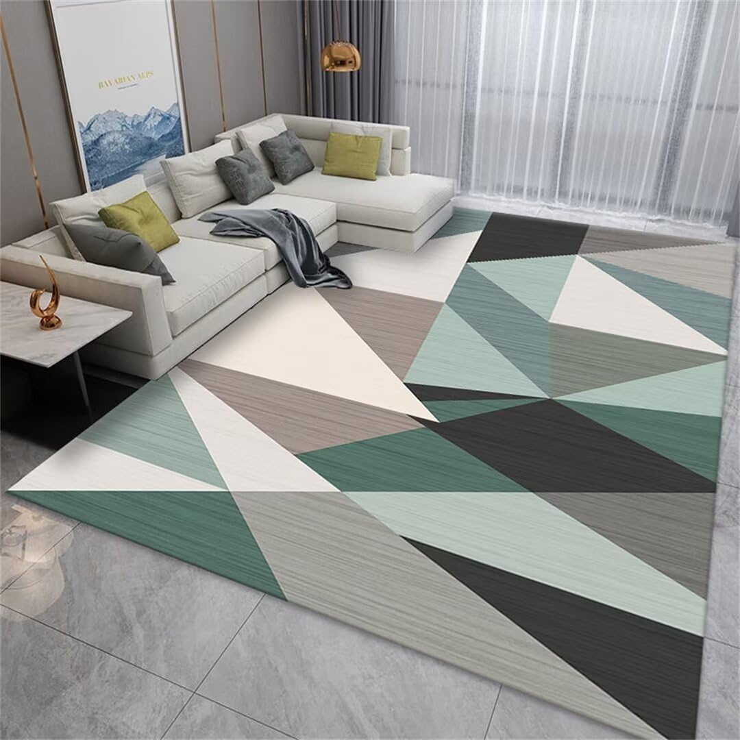 Tapis long de salon bleu 60x120 cm moderne et géométrique pour descente de lit design
