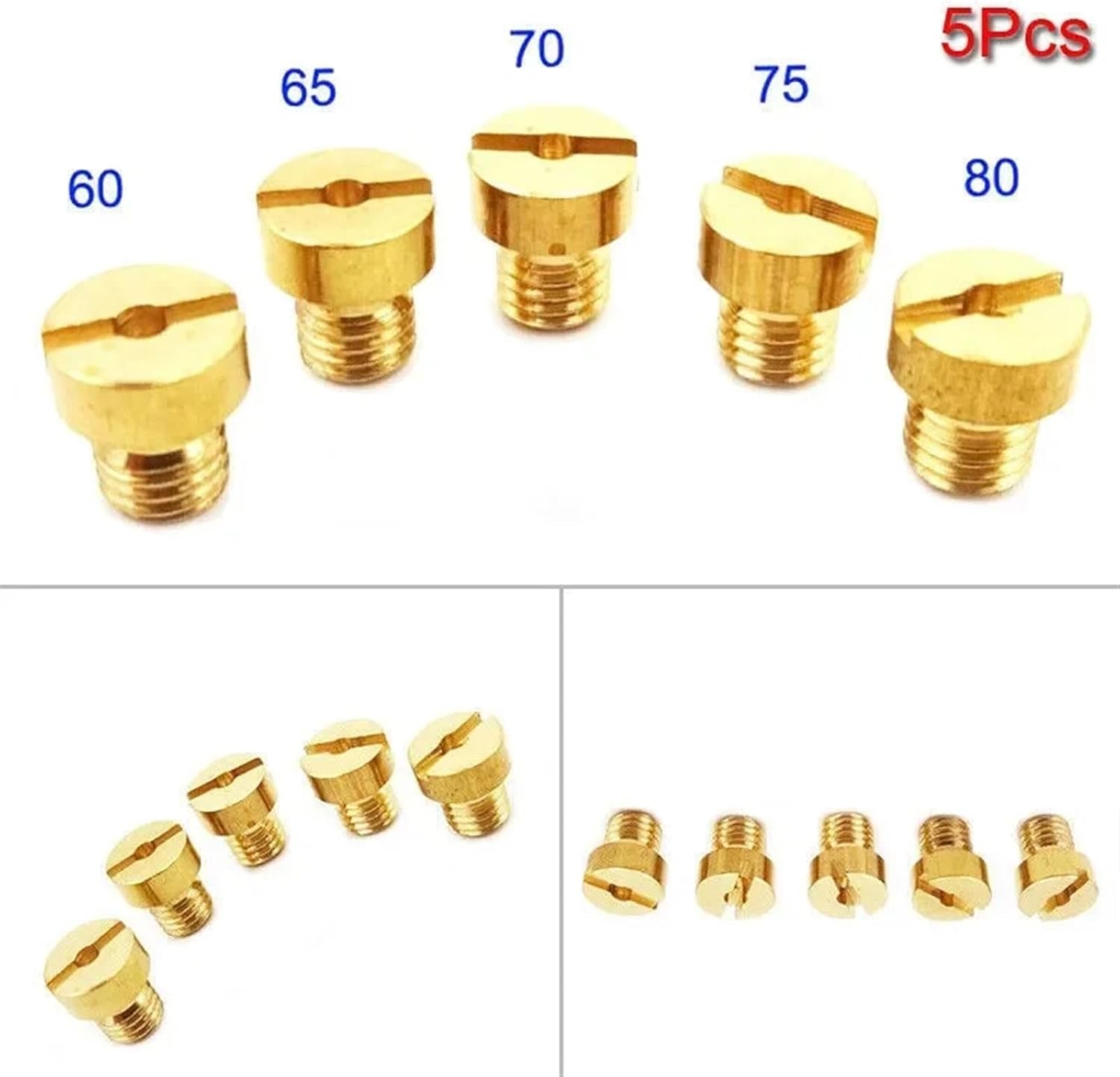 [Replacement] 5pcs/Set Carburetor Jets #60 65 70 75 80 for Motorized Racing Carb 50cc/60cc/80cc Replacement Auto Accessories