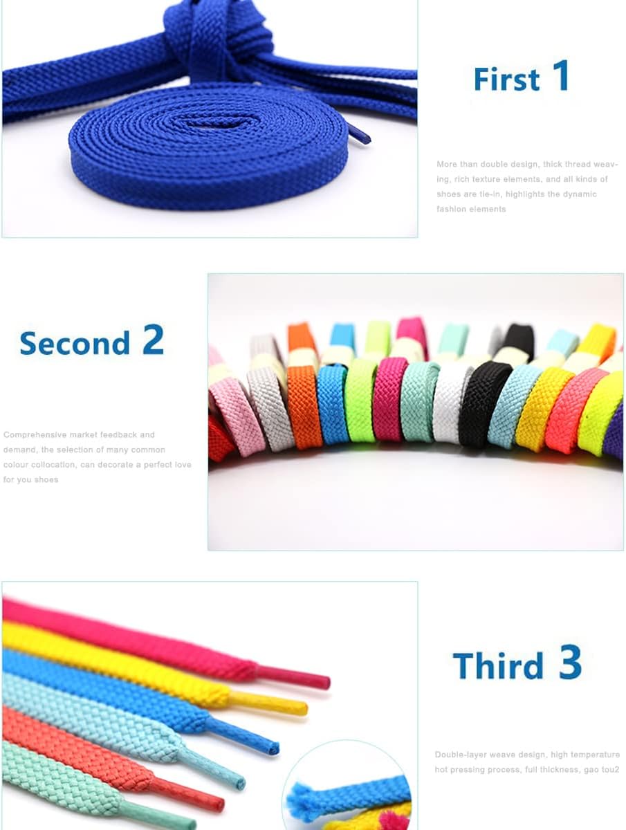 Santimon Fashion Flat Shoelaces Double Thicken Canvas Sneaker Athletic Tennis Shoe Laces Unisex Strings 2 Pair