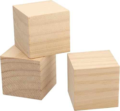 Miniatura 8 de 60 bloques de madera sin terminar de 2 x 2 x 2 pulgadas, bloques de madera maciza natural cuadrados cubos de madera para decoración de pintura y