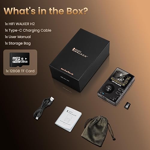 Miniatura 8 de HIFI WALKER Reproductor de MP3 H2-128GB Bluetooth 5.2 Hi Res Reproductor de música Flac Digital DSD Reproductor de audio sin pérdida Reproductor de