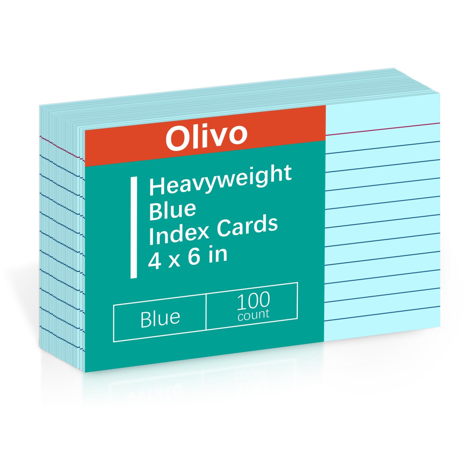 Blue Index Cards 4x6 Lined Ruled Flash Note Cards 100 Count, 220 GSM Heavy Weight