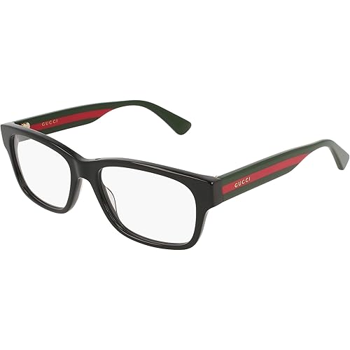 Gucci Rectangular Eyeglasses GG0343O 007 Black/Green/Red 57mm 0343