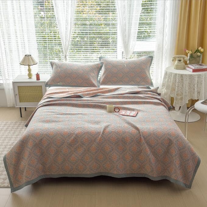 LGYKUMEG Cotton bedspread, cotton blanket, snuggle blanket, double-sided bed linen, breathable and soft sofa blanket, 200x230cm soft and light blanket, for indoors or outdoors, easy-care,D,120x150cm