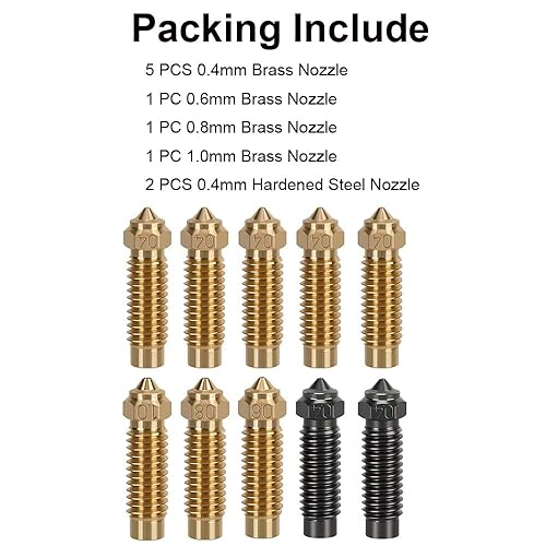 Miniatura 6 de Kit de boquilla de extrusora Hotend para impresora 3D, incluye 5 boquillas de 0.016 in+1 pieza de 0.024 in+1 pieza de 0.031 in+1 boquilla de latón