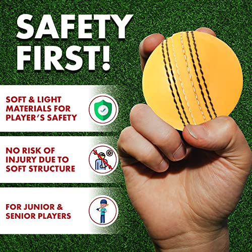 ONEGlobal Incrediball Soft Practice Cricket Ball, 3-YELLOW, 7.1cm Senior - Image 4