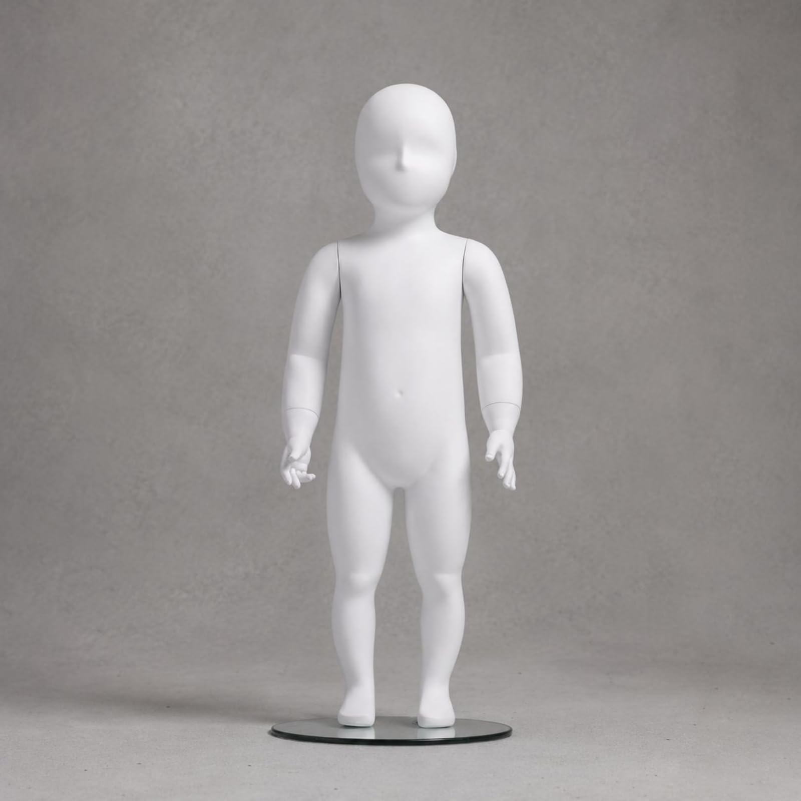 Kinder Schaufensterpuppe Ganzkörper Mannequin Kinderpuppe Schaukörper Torso mit Basis aus FRP Und Glas für Stabile , Weiß , QT-1-6 Kindermodell Stehend, Mit Sockel