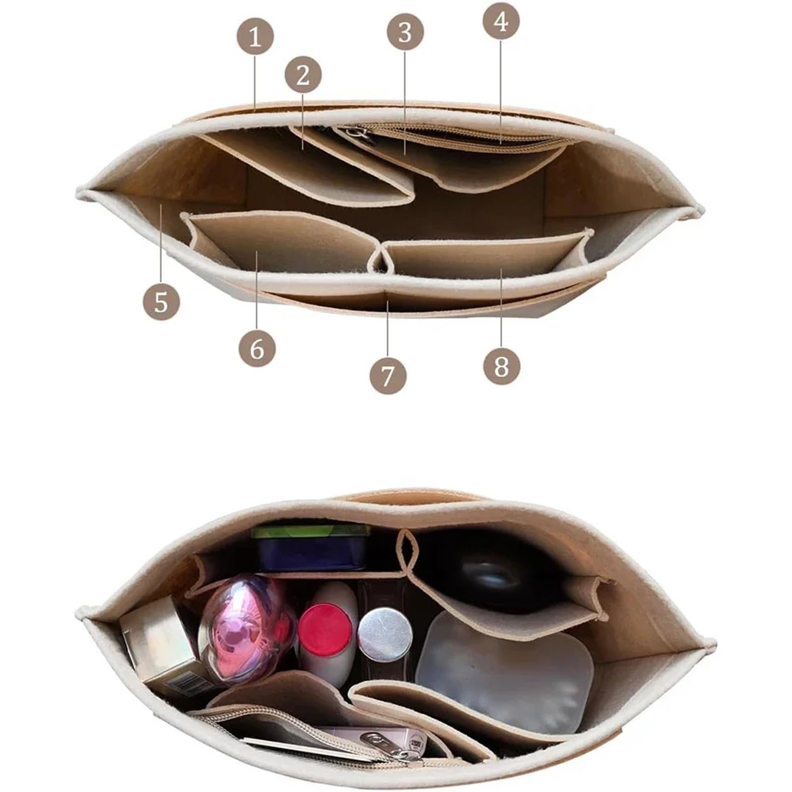 Innentasche Aus Filz 4 Stück Taschen-Organizer, große Mini-Größe, Tragetaschen, Aufbewahrungstasche, Liner-Taschen, Filz-Geldbörsen-Einsatz, Handtaschen-Liner-Taschen, Zubehör Zur Aufbewahrung(L(30x17