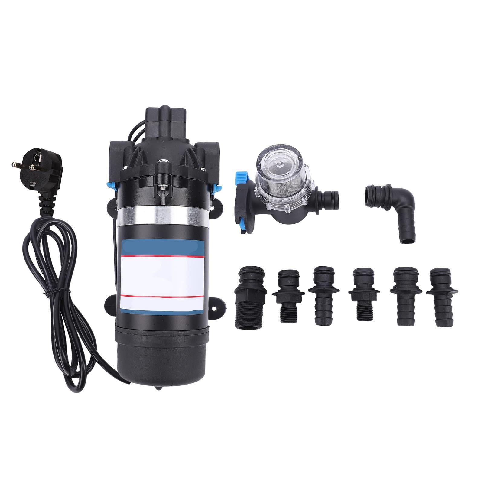 Bomba de agua de diafragma de alta presión de 160 PSI, autocebante, 1.5 GPM, eléctrica, para autocaravanas, barcos y otros usos.