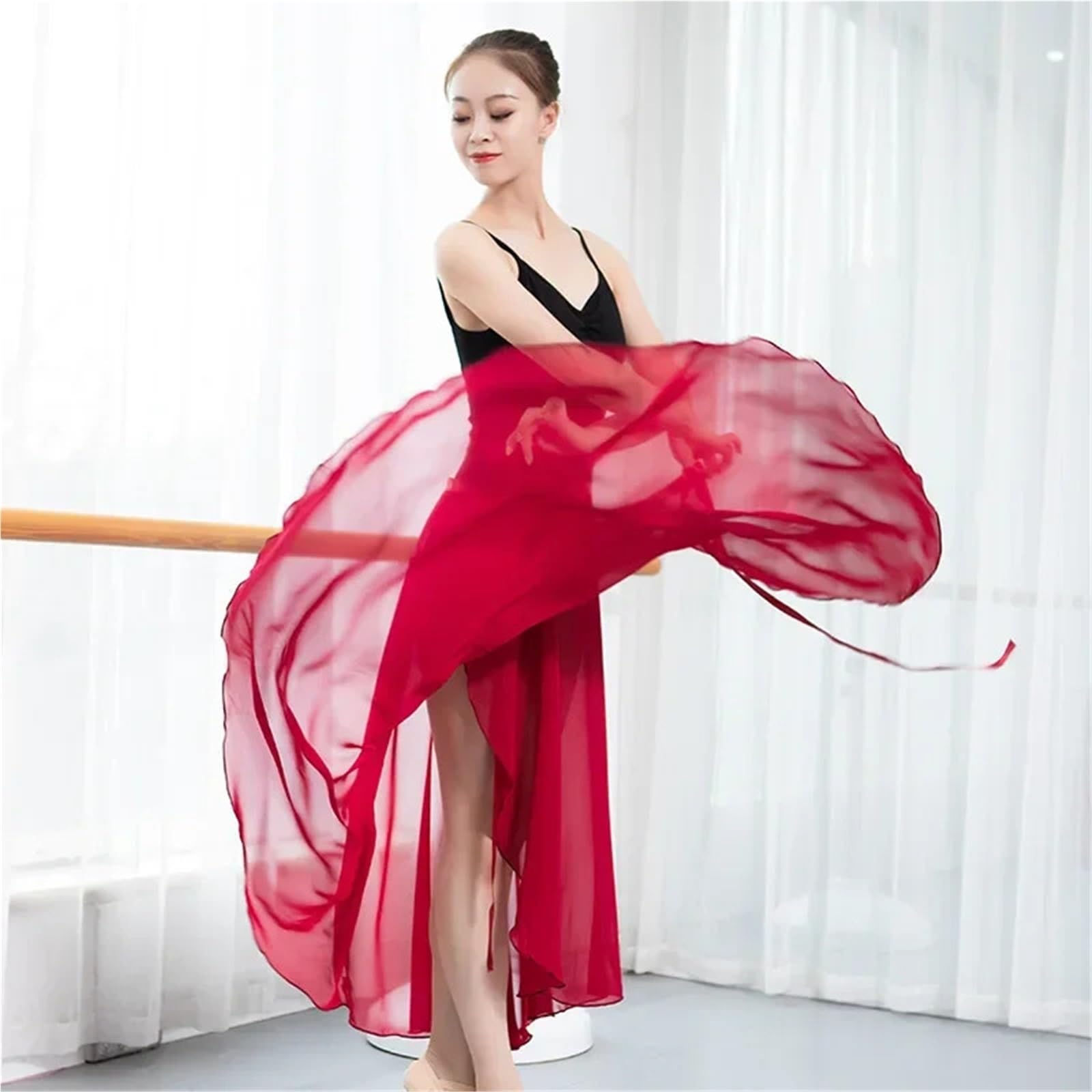 Falda de Ballet gasa larga for mujer, cubierta falda, vestido suave, danza for adultos Para Mujer