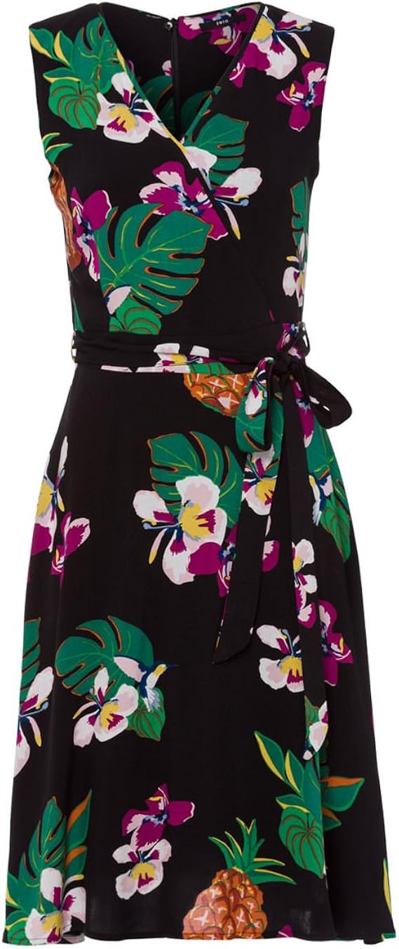 Zero Damen Kleid Mit Blumenmuster 673465 Black 40 Amazon De Fashion 