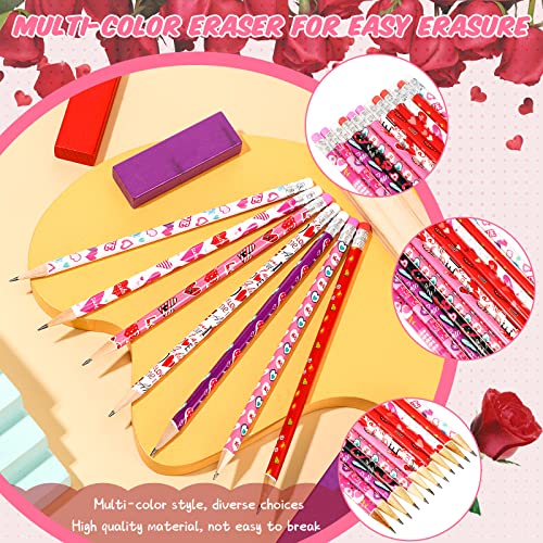 Gersoniel 24 lápices con forma de corazón y borrador miniatura 3