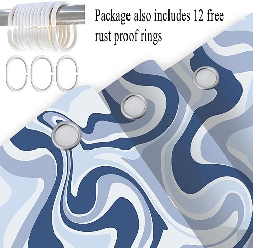 Miniatura 6 de Cortina de ducha estilo retro bohemio de los años 70 para decoración de baño, tela lavable, 72 x 72 pulgadas