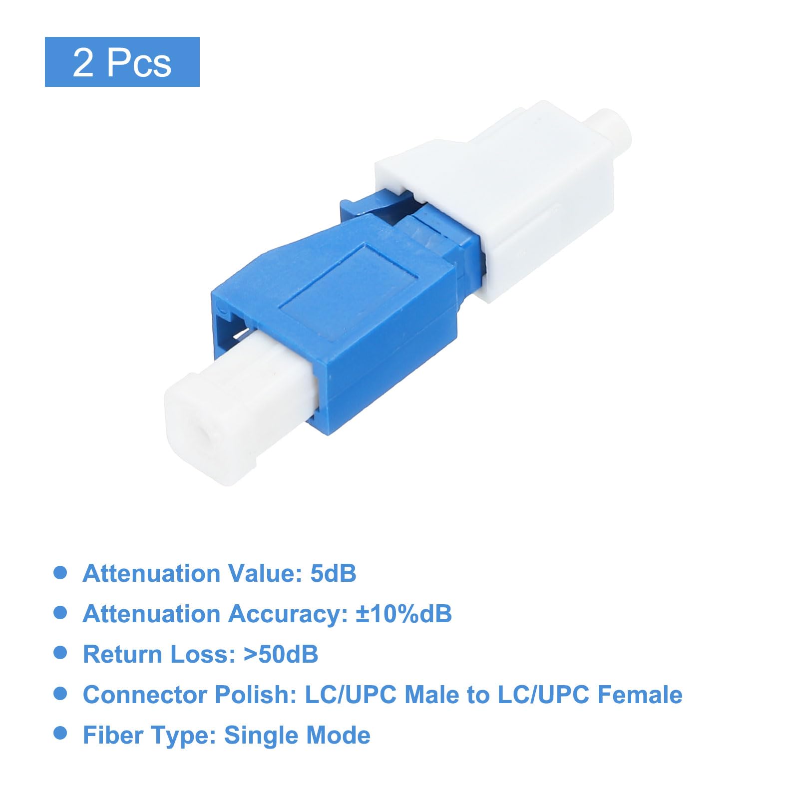 QUARKZMAN Attenuatore in Fibre Ottica Lc da 5db, LC/UPC Sm Single Mode Attenuatore in Fibre Ottica Fisso Maschio-Femmina per Trasmissione in Fibre Ottica Confezione da 2