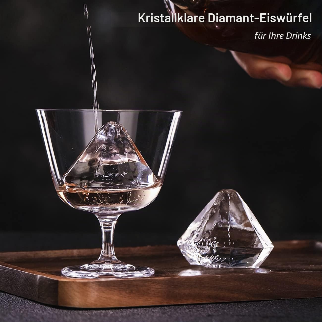 Kristallklare Eiswürfelbereiter, klare Diamant-Eiswürfelform, macht 2 große Diamant-Eiswürfel für Whiskey, Cocktails und Getränke, kreatives Geschenk für Freunde und Familie