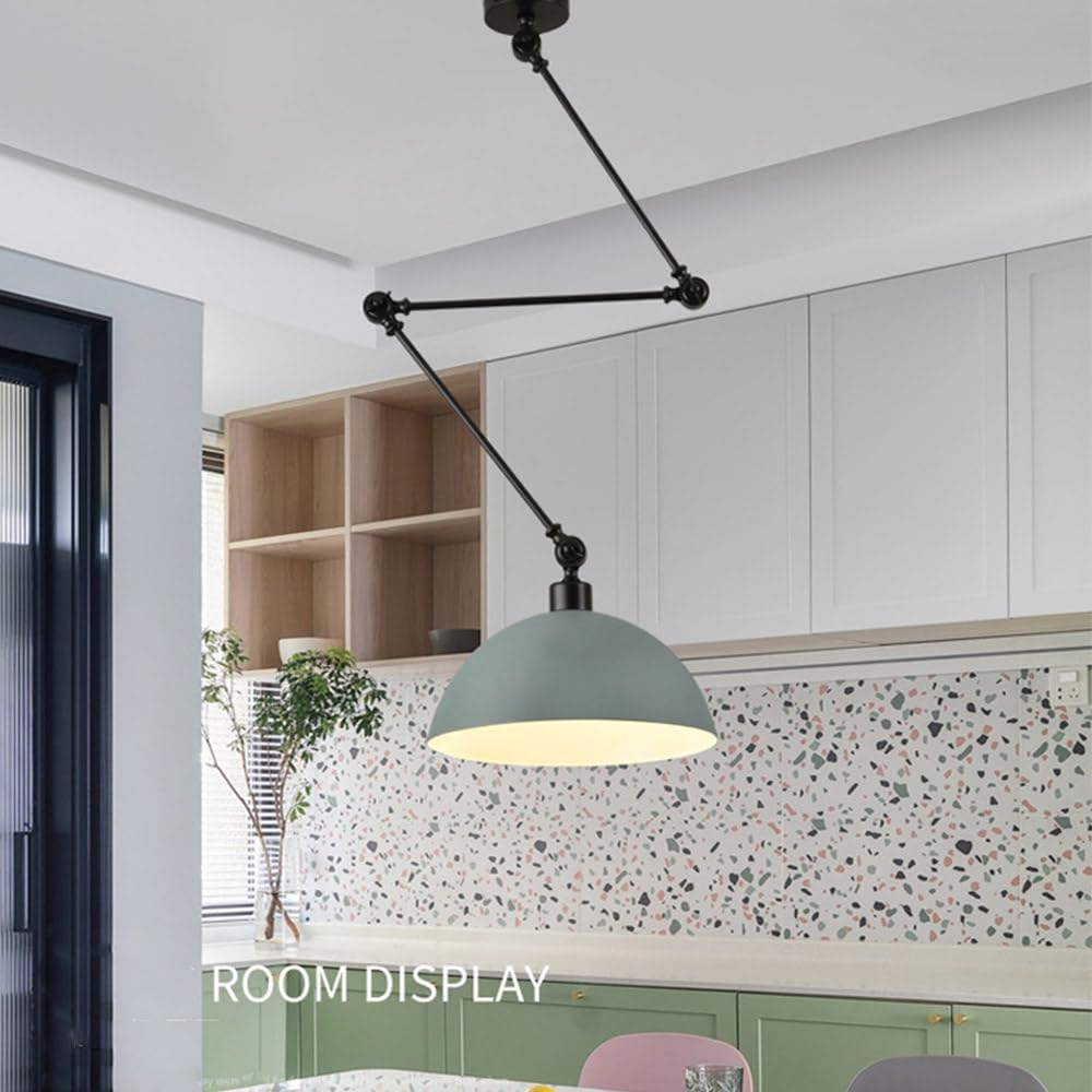 Lampada A Sospensione Industriale Regolabile Mengjay - Braccio Articolato 135 Cm, E27, Per Soggiorno E Sala Da Pranzo