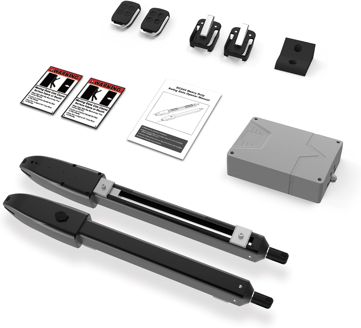 Automatic Dual Gate Opener for Swing Gates up to 660lb*2 16ft, Heavy Duty Electric Opener Kit for Driveway Home Garden, Long-Range Remote Controls Included - Model C025-340 660lb Dual Swing Gate Opener