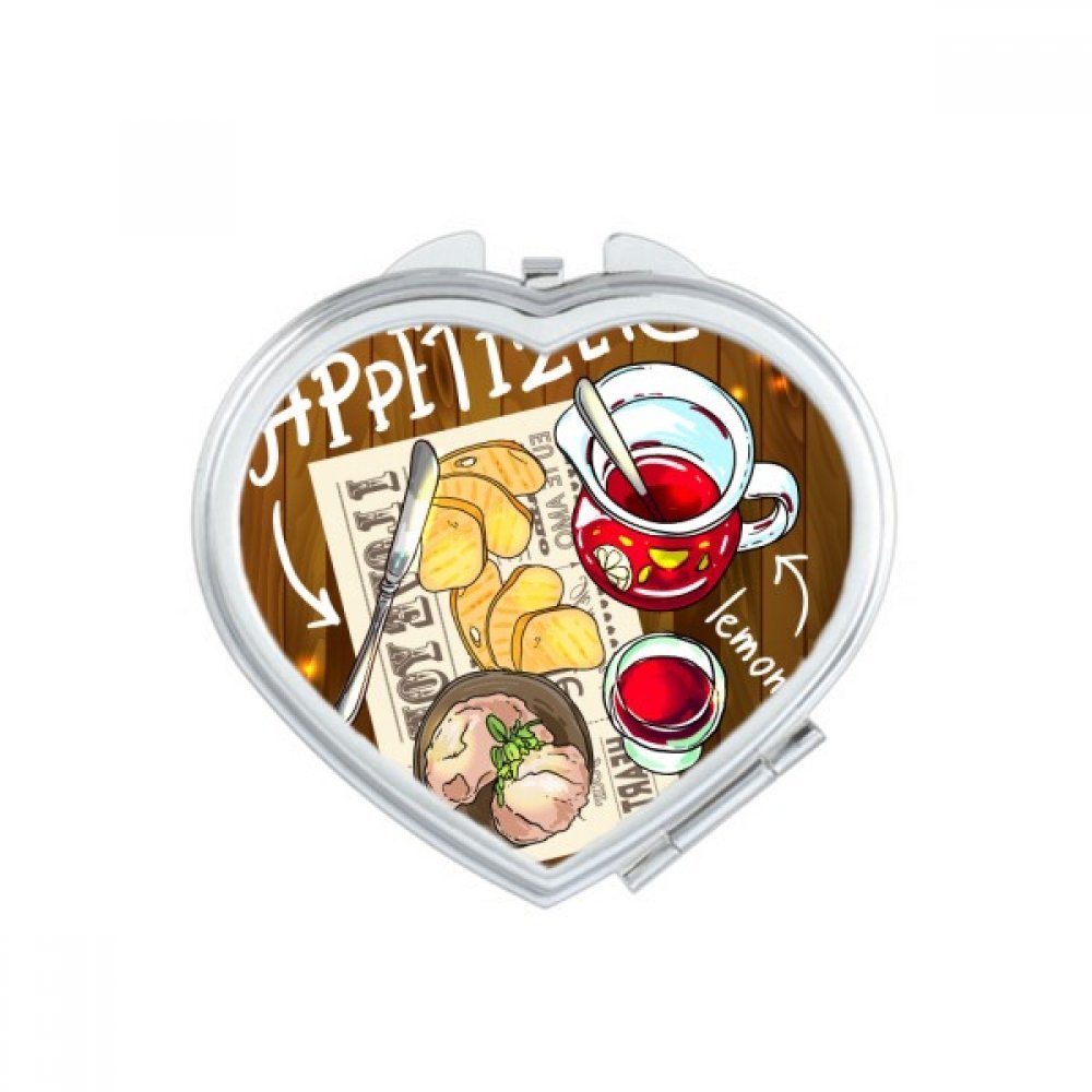 Miroir compact maquillage finitions soignées motif temps pour thé