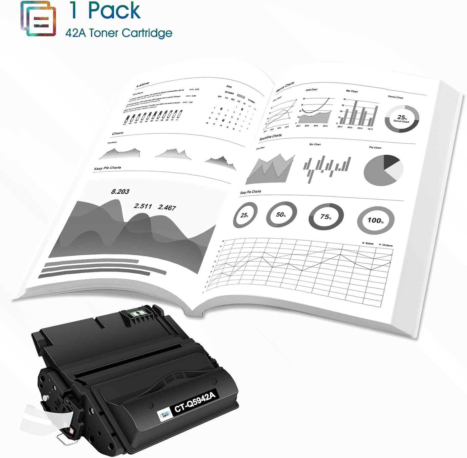 Cool Toner Compatible Toner Cartridge Replacement for HP 42A Q5942A 42X Q5942X Q1338A for HP 4250 4200 4350 4300 4250N 4240 4350N 4250TN 4250DTN 4350DTN 4350TN Printer Ink (Black, 1-Pack)