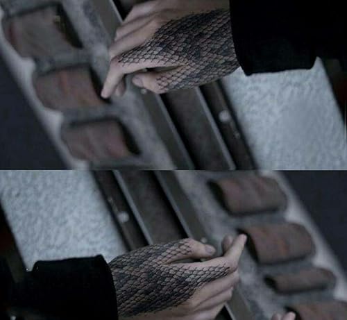 Miniatura 2 de Juego de 2 calcomanías de tatuaje de escamas de serpiente, tatuajes falsos temporales negros de gran tamaño para hombres y mujeres