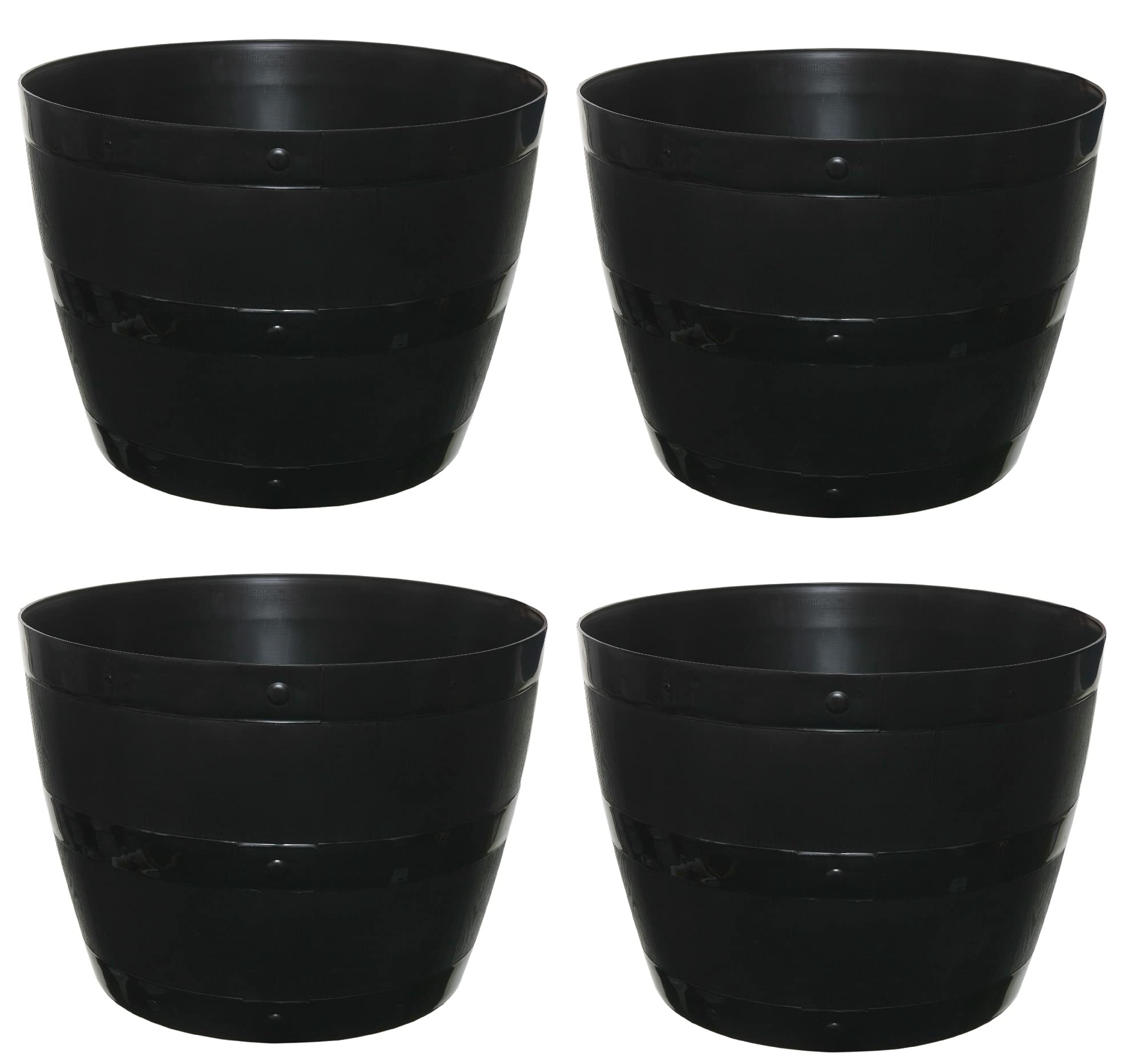 4x 50cm Plastic Barrel Planter Plant Pot Tub Garden Patio Out Or Indoor Barrel Flower Pot