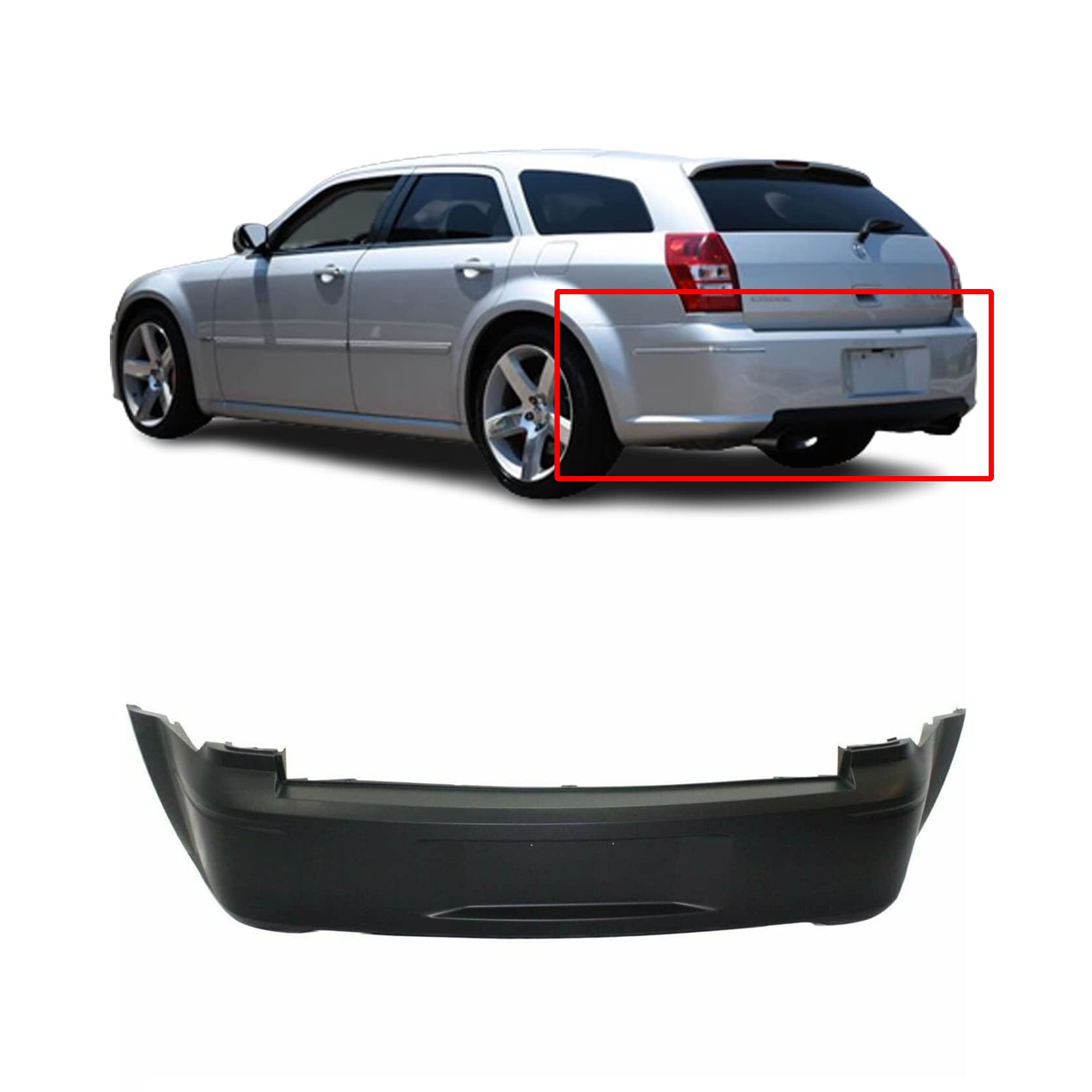 FitParts Compatible With Rear Bumper Cover 2005 2006 2007