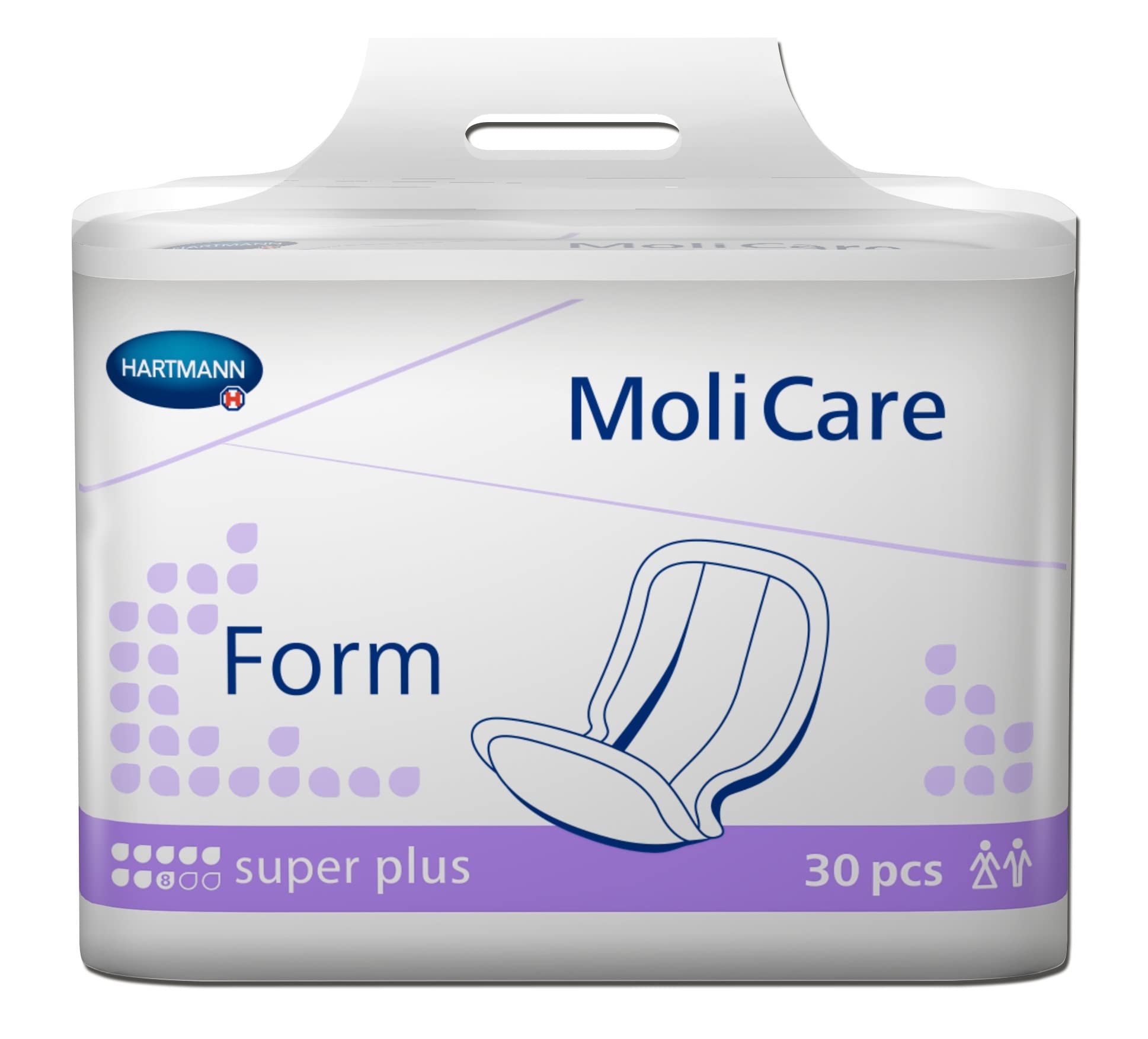 Molicare Forma de 8 gotas, para incontinencia severa: alta seguridad, protección extra contra fugas y discreción para mujeres y hombres, para usar con Molicare Premium Fixpants, 4 x 32 unidades