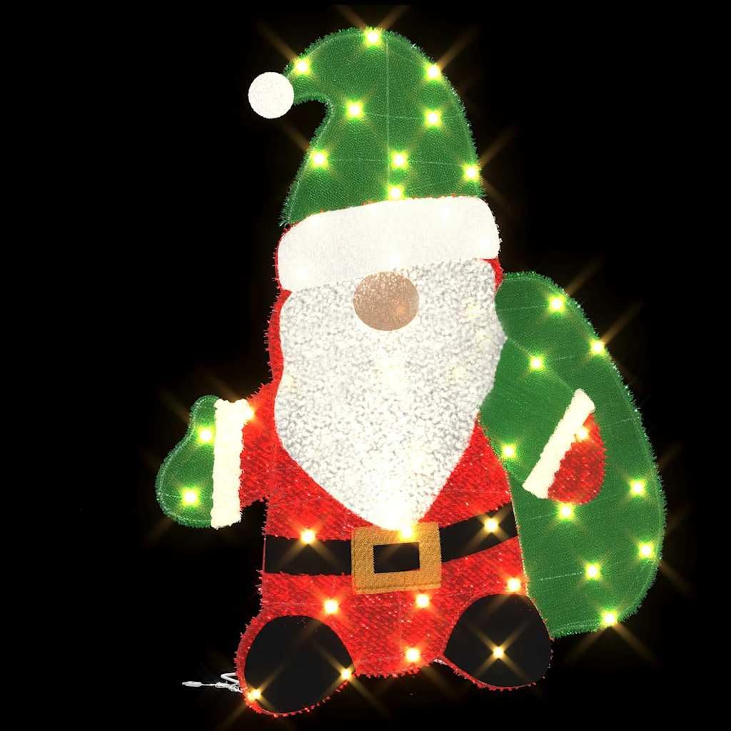 Papá Noel Lamé - Figura decorativa (70 x 62 cm, luz blanca cálida, 60 ledes, USB, figuras decorativas para Navidad, interior y exterior, ventana, salón, Adviento
