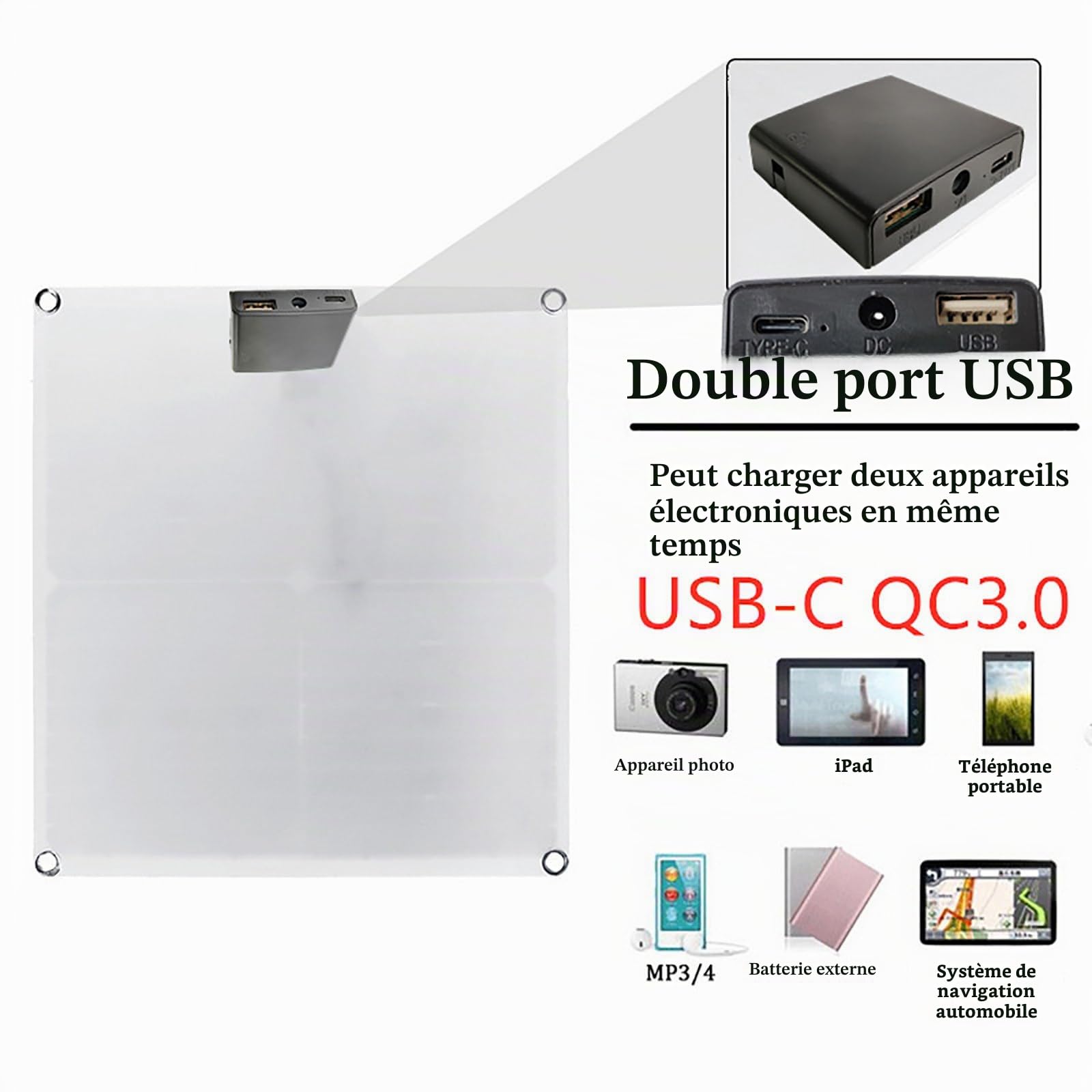 Kit De Panneau Solaire 200 W 400 W 600 W 800 W avec Contrôleur 30 A/60 A, Chargeur De Batterie 12 V, Adapté pour Camping-Car, Hangar à Bateaux, Ferme, Toit,2x200W-60Acontroller