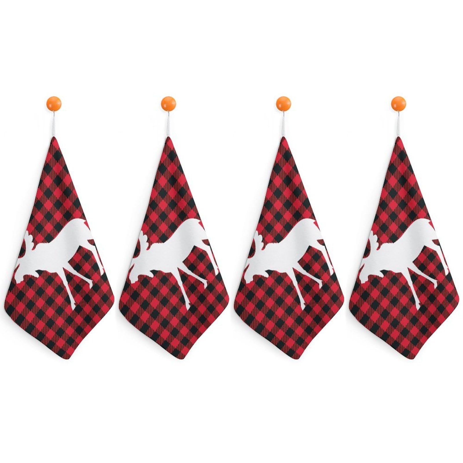 CGSBNGHA Moose Buffalo Plaid Hand Towel Hanging Face Towels Cleaning Cloths Handkerchief for Bathroom Kitchen