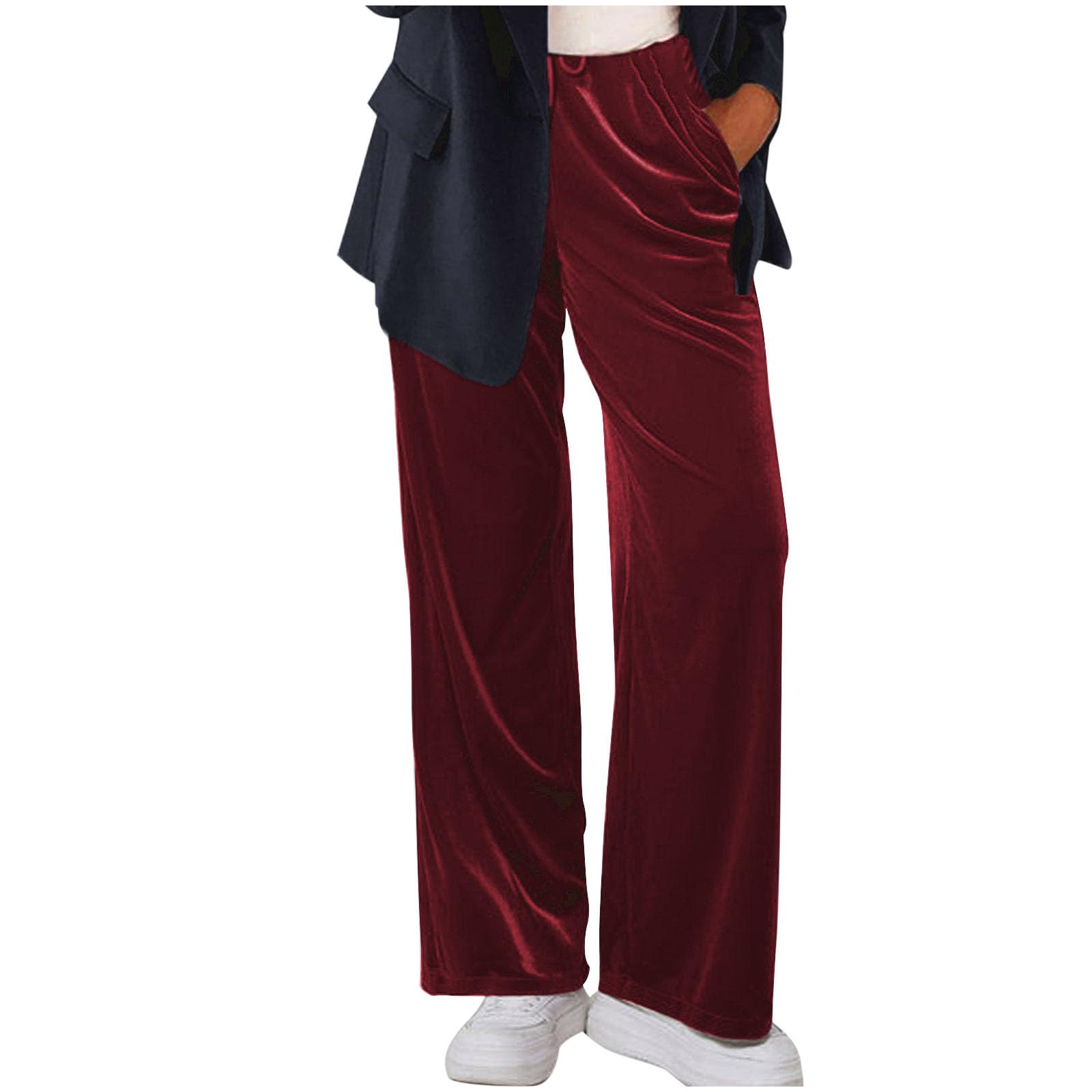 Ozmmyan Women Velour Pants Soft Velvet Sweatpants Straight Leg Athletic Joggers Casual Lounge Pajama Pants with Pockets