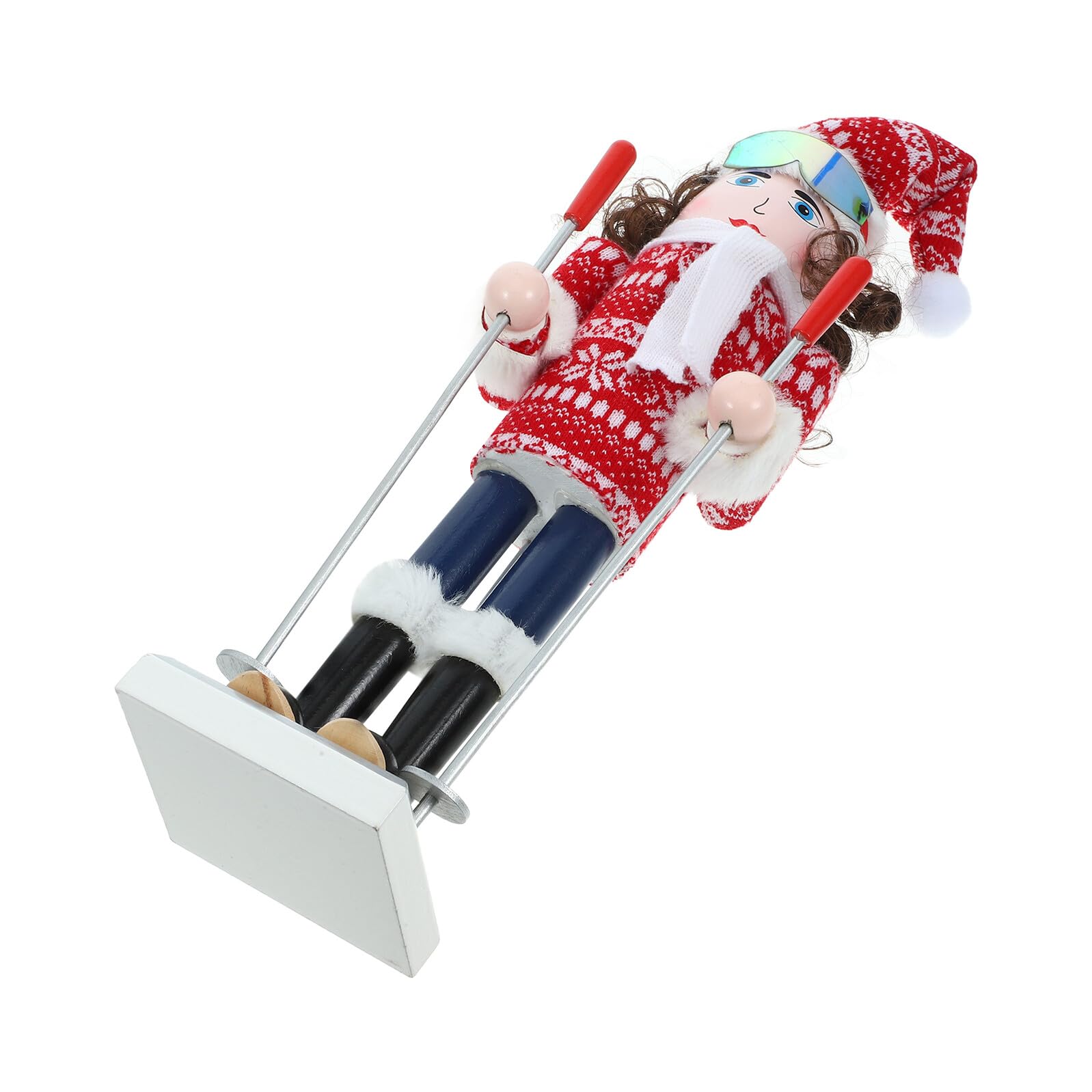 Casse-noisette authentique en bois skieuse artisanat de noel miniature