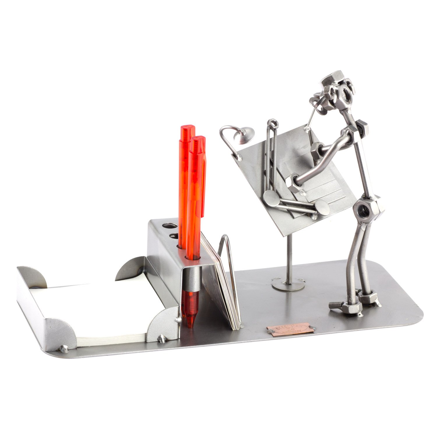 Steelman24 I Omini di Viti Architetto, Organizer da Scrivania I Idee Regalo Originale I Soprammobili in Metallo I Modellino
