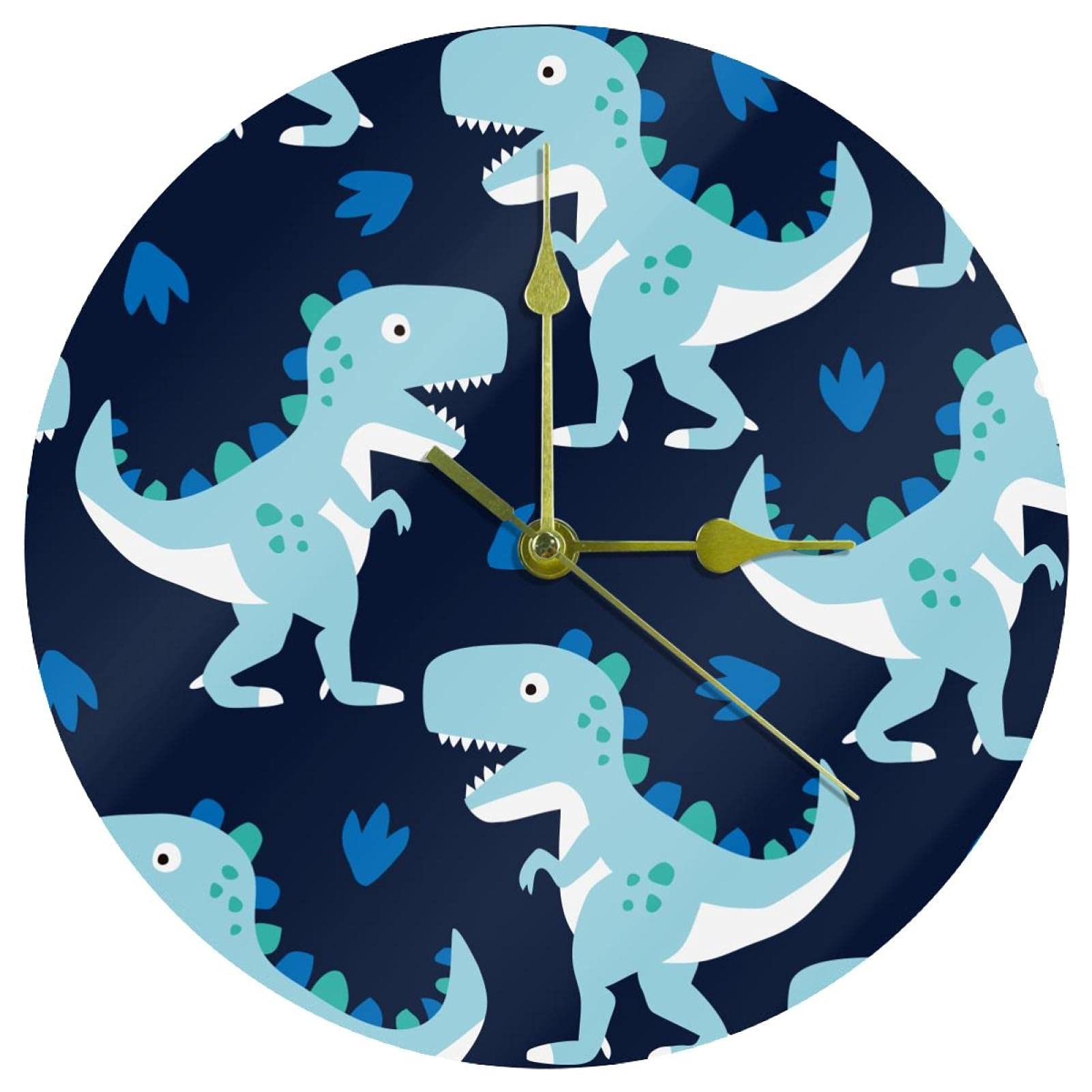 Horloge dinosaure bleu silencieuse 24 cm pour retrouver le sommeil sans tic-tac