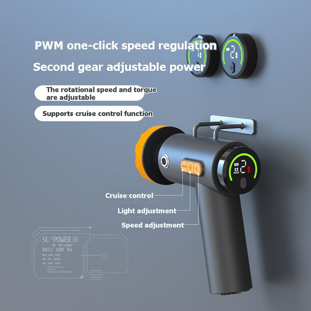 Kit de Pulidora de Coche Inalámbrica, Kit de Encerado de Coche Portátil, Batería Recargable USB-C de 2000mAh con 3 Discos Adicionales.