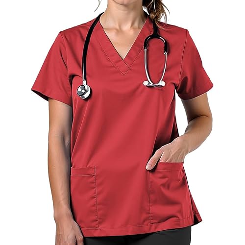 Scrubs for Women V Neck Cute Printed Scrub Tops Medical Nurse Shirt Soft Casual Uniform with 2Pockets