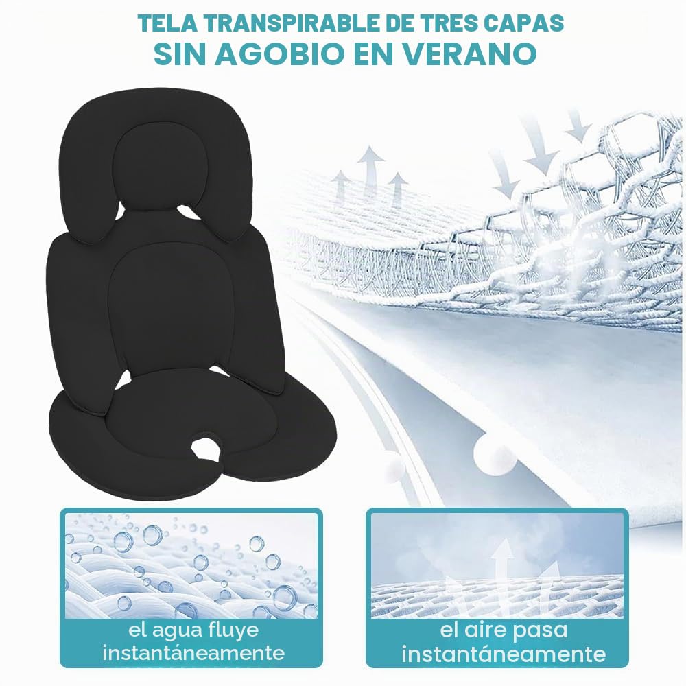 Reductor de asiento para bebé, asiento para recién nacido, cojín para asiento de coche, cojín para asiento de bebé, cojín para asiento de bebé, cojín suave para asiento de bebé, color negro