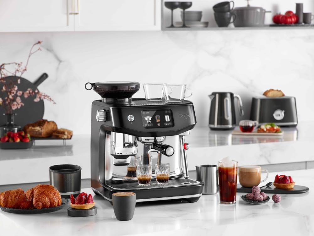 Sage The Oracle Jet Siebträgermaschine Espressomaschine mit integriertem Mahlwerk 1600W 14 Voreinstellungen Schwarzer Trüffel