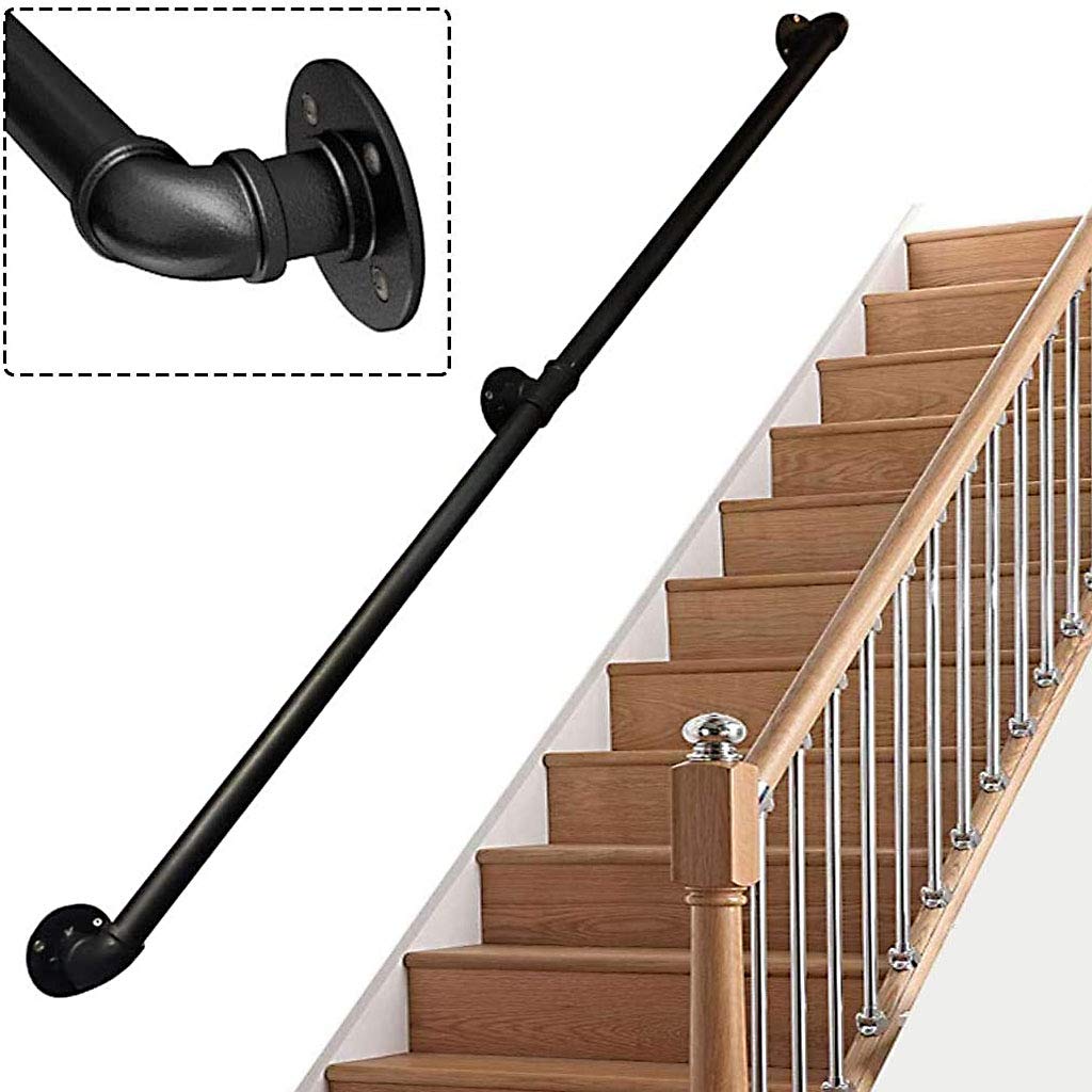 Barre d'appui escalier en fer forgé de haute qualité finition noir mat durable