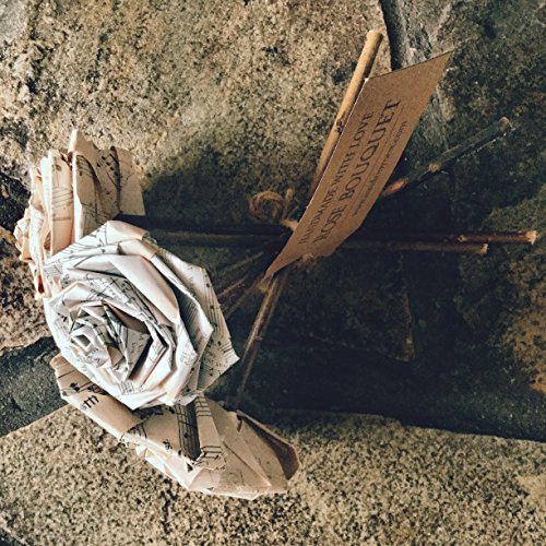 Old Music Notes Paper Rose Bouquet Vintage Home Decor Artificial Flora Flowers Gift for Her Him Music Lover Musician Wedding Paper Flower Bouquets Handmade (Bunch of 6)