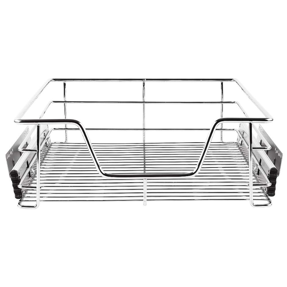 Supfine 2x Tiroirs Téléscopique de Cuisine, 56cm Panier Treillis Métallique pour Placard, Rails Inclus - Panier de Rangement Coulissant (56 cm)