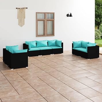7-Piece Garden Lounge Set with 13 Cushions, Poly Rattan & Steel Frame, Modular Outdoor Seating for Patio, Balcony, Garden, Weather-Resistant & Fade-Resistant