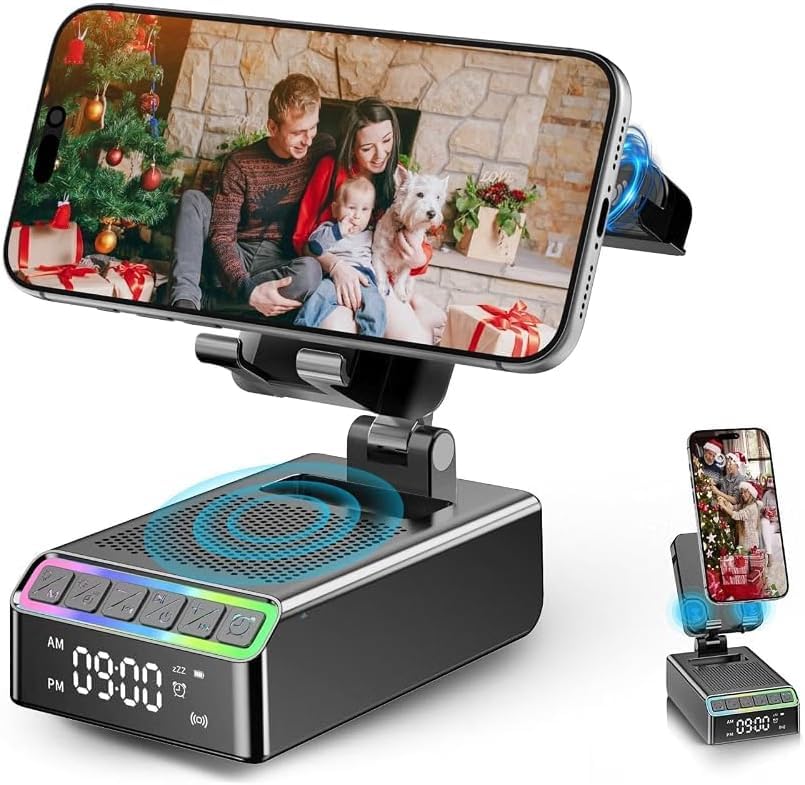 Hupoaf Wireless Induction Speaker/Phone Stand,8-in-1 Bluetooth 6.0 Speaker | (Landscape/P…