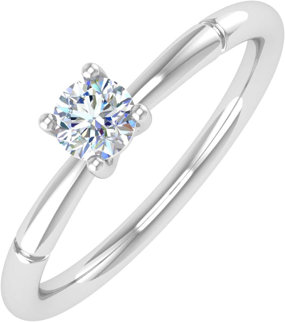 1/4 Carat 4-Prong Set Diamond Solitaire Engagement Ring Band in 10K Gold