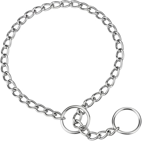 Miniatura 10 de TagME Collar de cadena para perro, collar de metal a prueba de clima, gargantilla de entrenamiento para perros pequeños, medianos y grandes (paquete