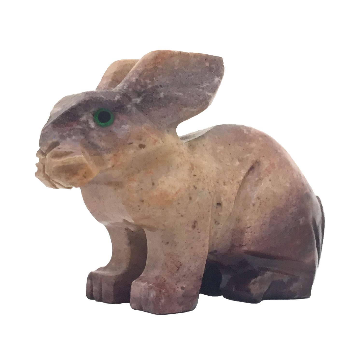 Nelson Creations, LLCRabbit Natural Soapstone Hand-Carved Animal Charm Totem Stone Carving Figurine, 2.5 Inch